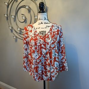 fun 2 fun orangy-red blouse
